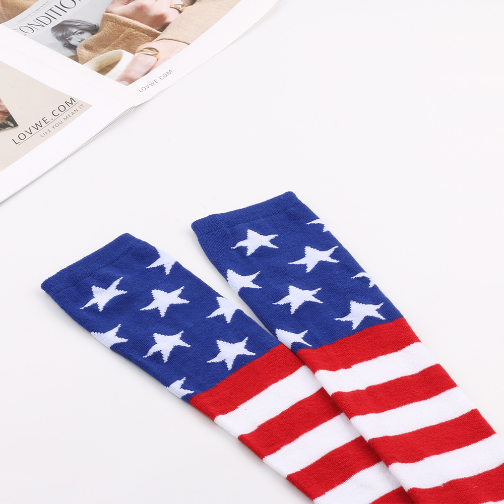 American Flag Over-the-Knee Socks, Stars and Stripes Pattern, Red White and Blue
